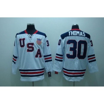 2010 Olympic Team USA #30 Tim Thomas Stitched White 1960 Throwback NHL Jersey 2010 Olympic Team USA #30 Tim Thomas Stitched White 1960 Throwback NHL Jersey
