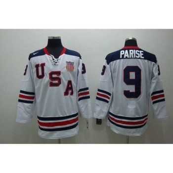 2010 Olympic Team USA #9 Zach Parise Stitched White 1960 Throwback NHL Jersey 2010 Olympic Team USA #9 Zach Parise Stitched White 1960 Throwback NHL Jersey