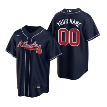 Youth Atlanta Braves Navy Cool Base Custom Jersey