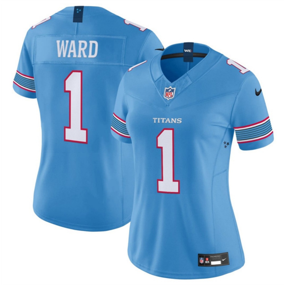 Women's Tennessee Titans #1 Cameron Ward Light Blue F.U.S.E. Vapor Limited Stitched Football Jersey(Run Small)