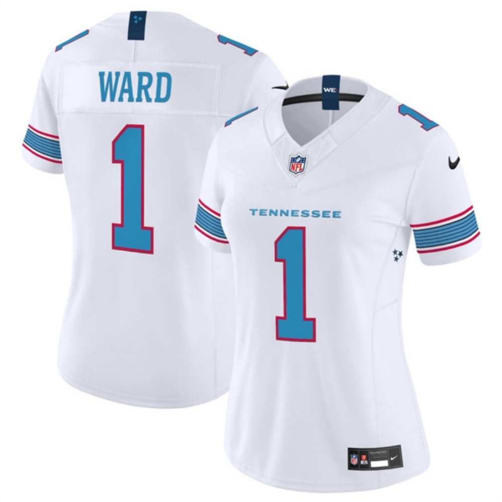 Women's Tennessee Titans #1 Cameron Ward White F.U.S.E. Vapor Limited Stitched Football Jersey(Run Small)