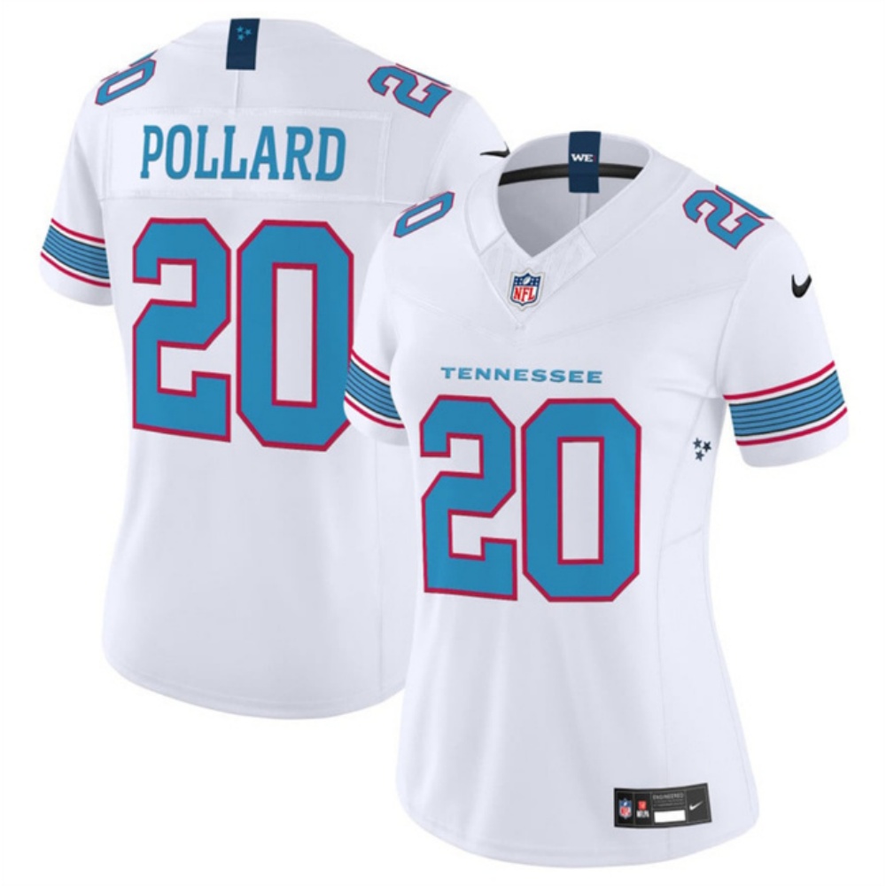 Women's Tennessee Titans #20 Tony Pollard White F.U.S.E. Vapor Limited Stitched Football Jersey(Run Small)
