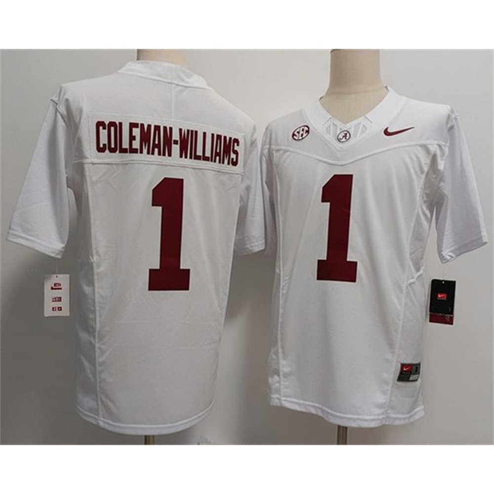 Men's Alabama Crimson Tide #1 Ryan Alexander Coleman-Williams Jr White 2026 Vapor F.U.S.E. Limited Jersey Men's Alabama Crimson Tide #1 Ryan Alexander Coleman-Williams Jr White 2026 Vapor F.U.S.E. Limited Jersey