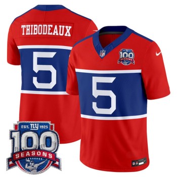 New York Giants #5 Kayvon Thibodeaux 100TH Season Commemorative Patch Jersey New York Giants #5 Kayvon Thibodeaux 100TH Season Commemorative Patch Jersey