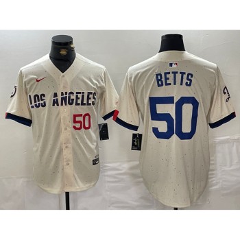 Men's Los Angeles Dodgers #50 Mookie Betts Cream Stitched Baseball Jersey Men's Los Angeles Dodgers #50 Mookie Betts Cream Stitched Baseball Jersey