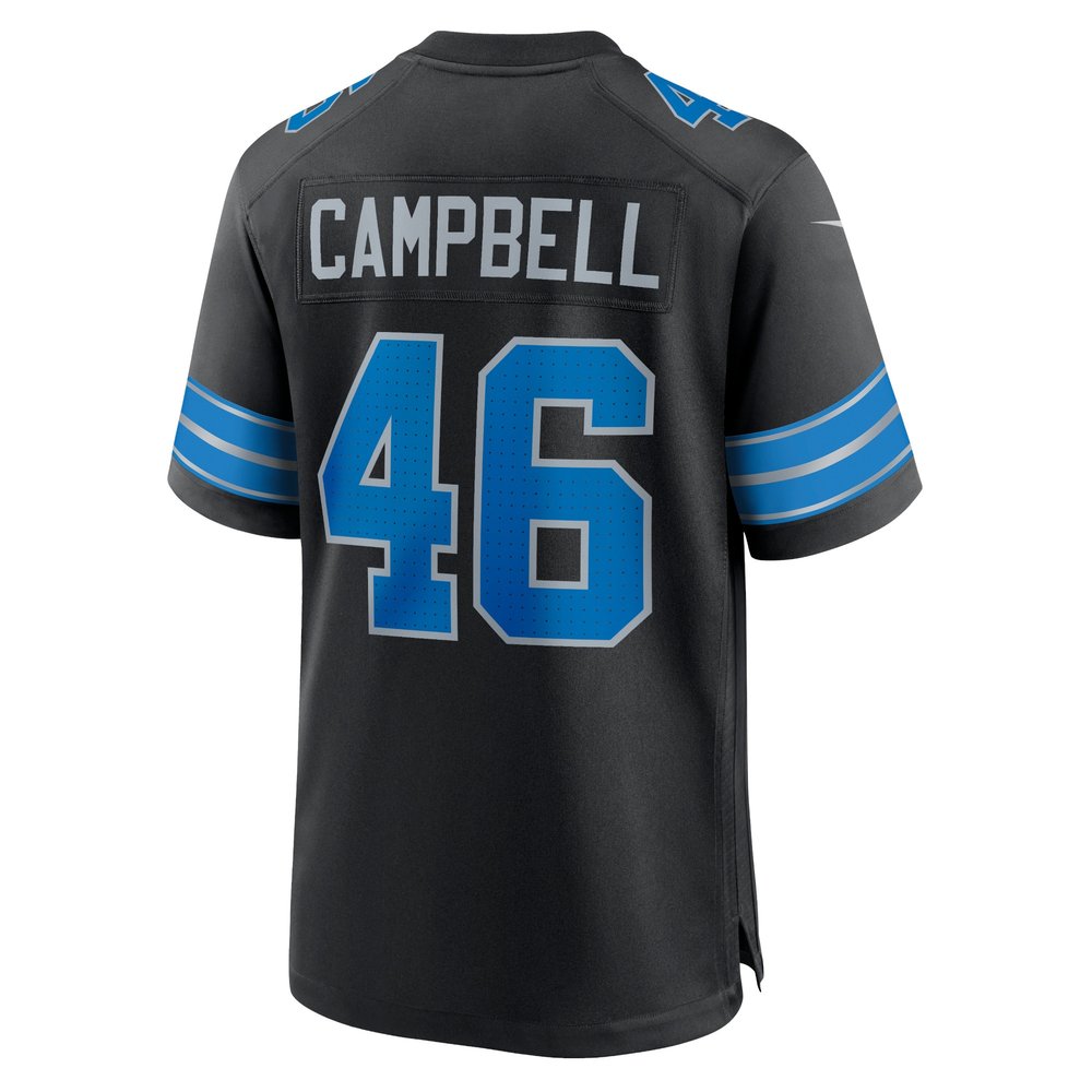 Men's Detroit Lions Jack Campbell Black 2nd Alternate Game Jersey