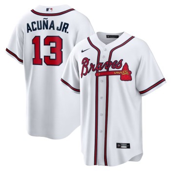 Men's Atlanta Braves #13 Ronald Acuna Jr. White Home Replica PlayerJersey Men's Atlanta Braves #13 Ronald Acuna Jr. White Home Replica PlayerJersey