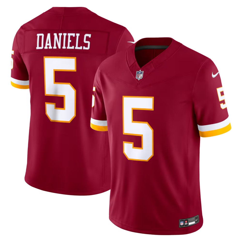 Men's Washington Commanders #5 Jayden Daniels Burgundy Vapor F.U.S.E. Sewn Down Limited Jersey Men's Washington Commanders #5 Jayden Daniels Burgundy Vapor F.U.S.E. Sewn Down Limited Jersey