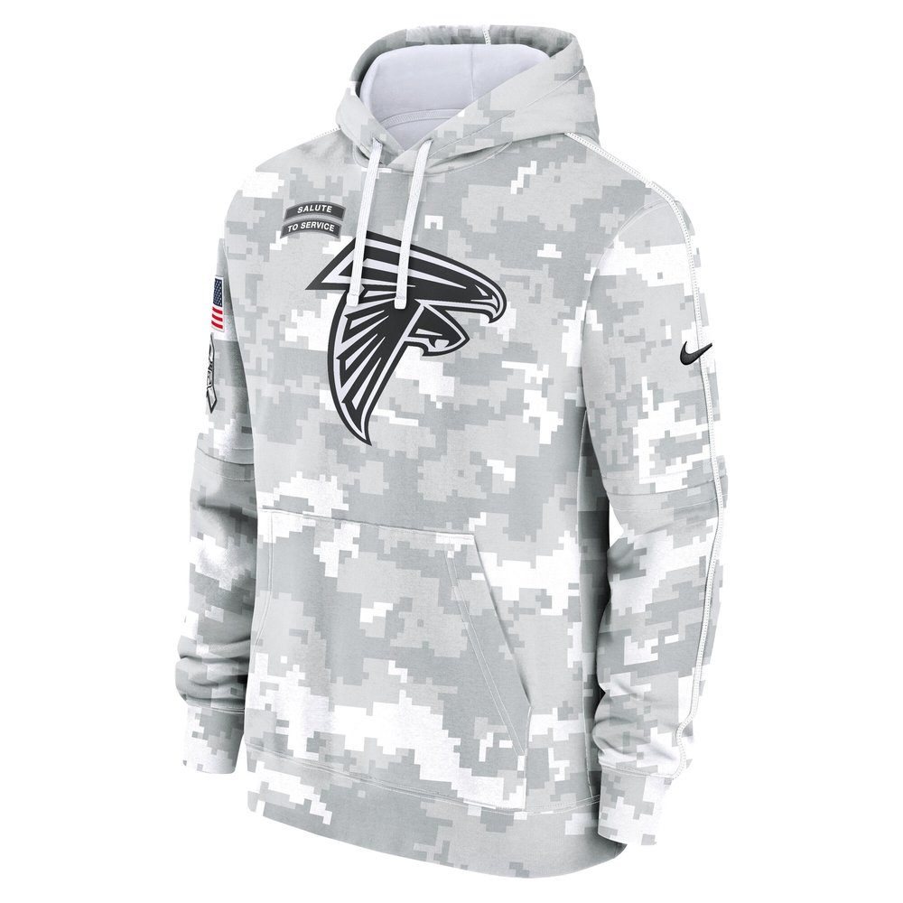 Youth Atlanta Falcons White/Gray 2024 Salute To Service Pullover Hoodie Youth Atlanta Falcons White/Gray 2024 Salute To Service Pullover Hoodie
