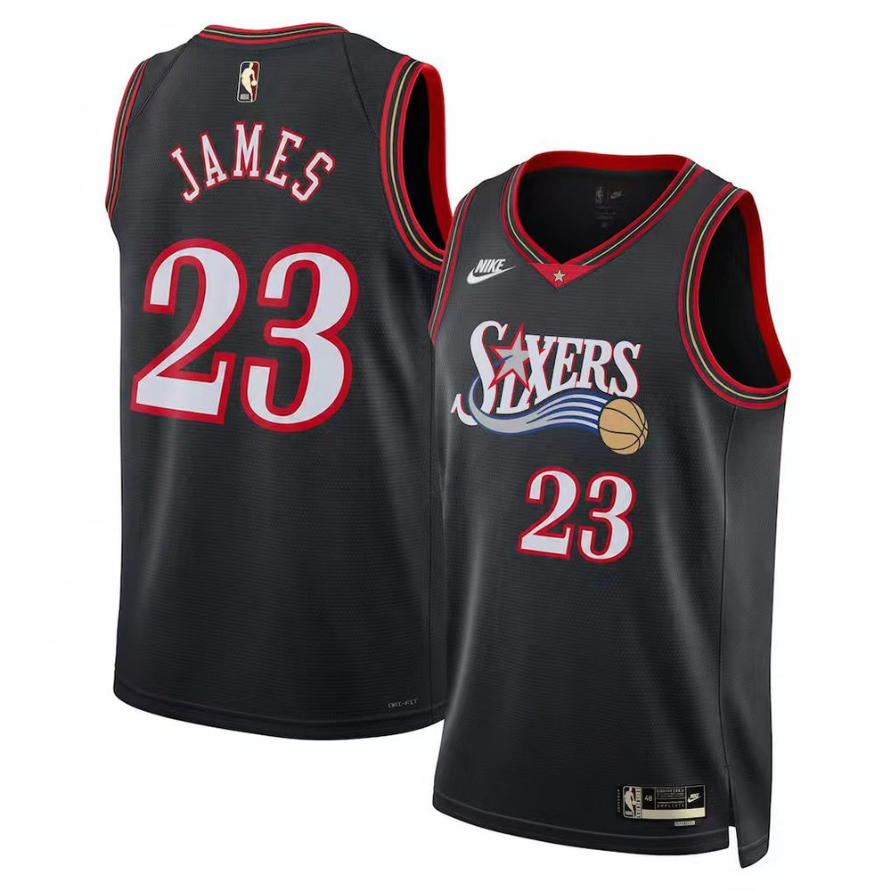 Men's Philadelphia 76ers #23 LeBron James Black Classic Edition Jersey