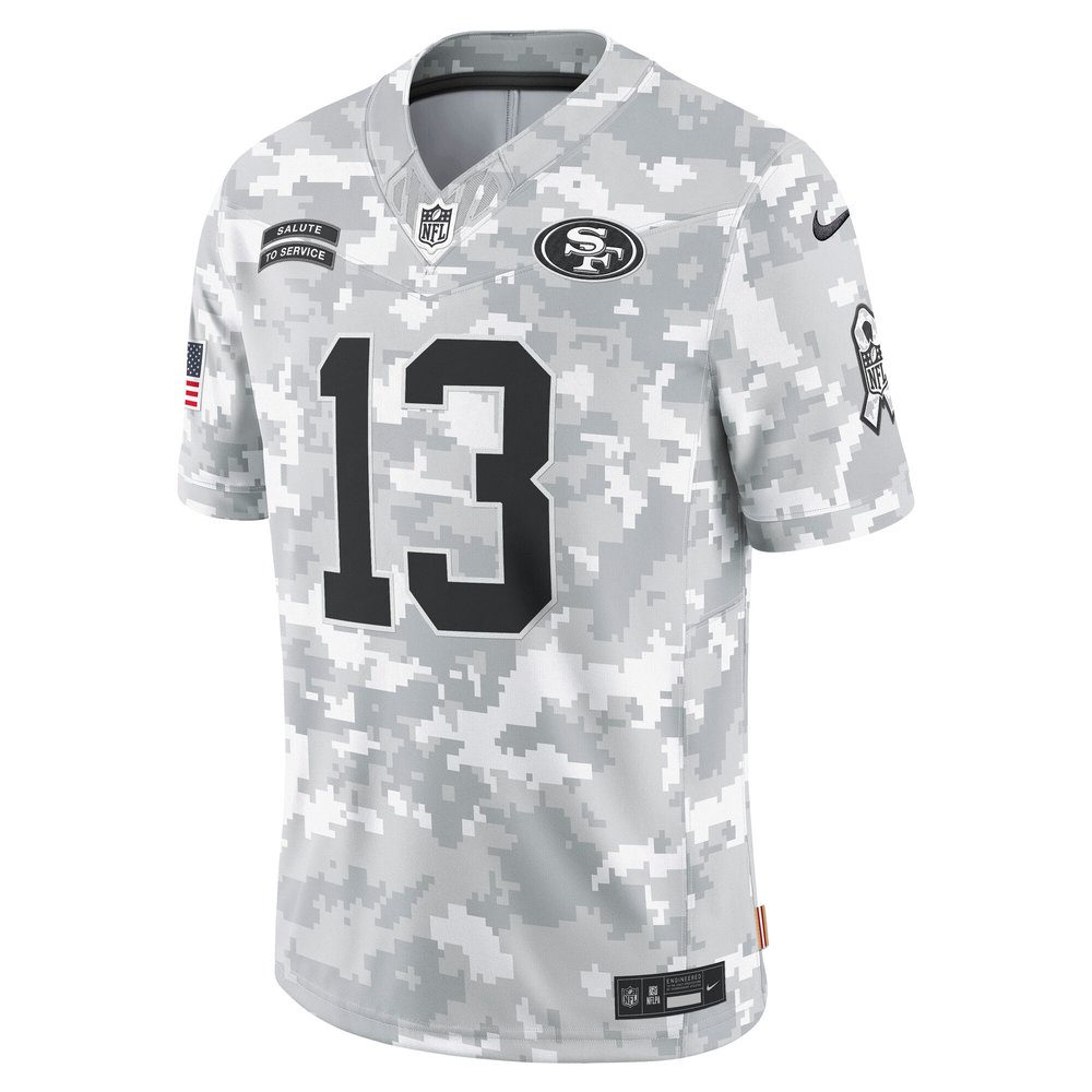 Men's San Francisco 49ers Brock Purdy Arctic Camo 2024 Salute to Service Limited Jersey