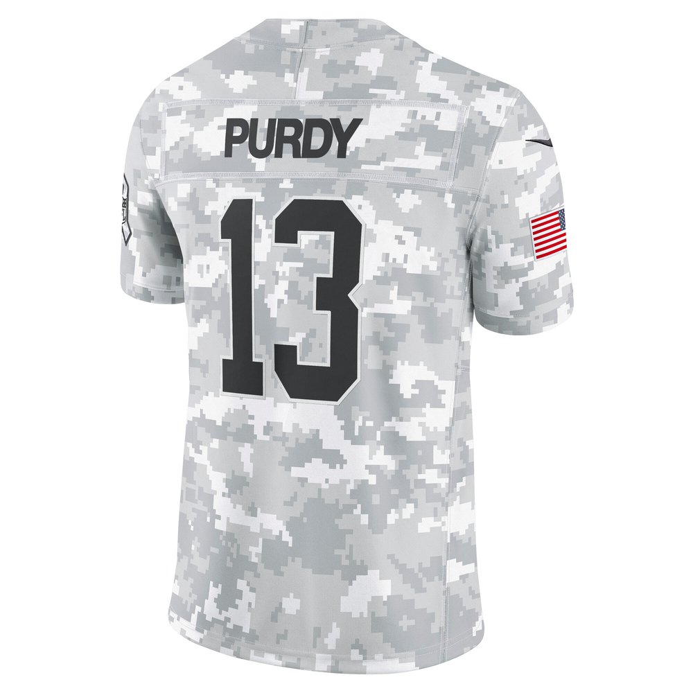 Men's San Francisco 49ers Brock Purdy Arctic Camo 2024 Salute to Service Limited Jersey