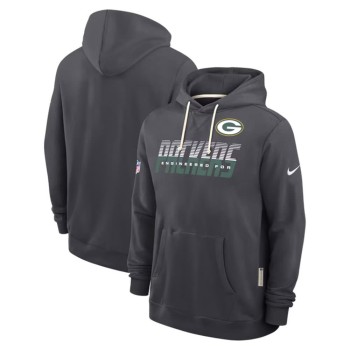 Men's Green Bay Packers Charcoal Sideline Standard Issue Top Prospect Dri-FIT Hoodie Men's Green Bay Packers Charcoal Sideline Standard Issue Top Prospect Dri-FIT Hoodie