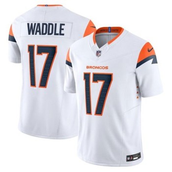 Men's Denver Broncos #17 Jaylen Waddle White Vapor F.U.S.E. Limited Stitched Football Jersey Men's Denver Broncos #17 Jaylen Waddle White Vapor F.U.S.E. Limited Stitched Football Jersey