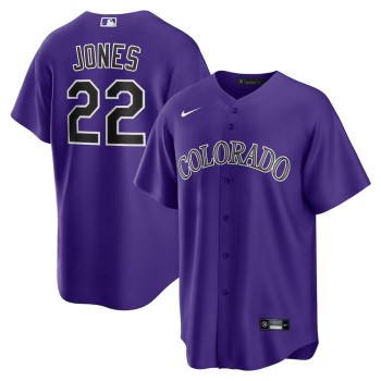Men's Colorado Rockies #22 Nolan Jones Nike Purple Alternate Replica Jersey Men's Colorado Rockies #22 Nolan Jones Nike Purple Alternate Replica Jersey