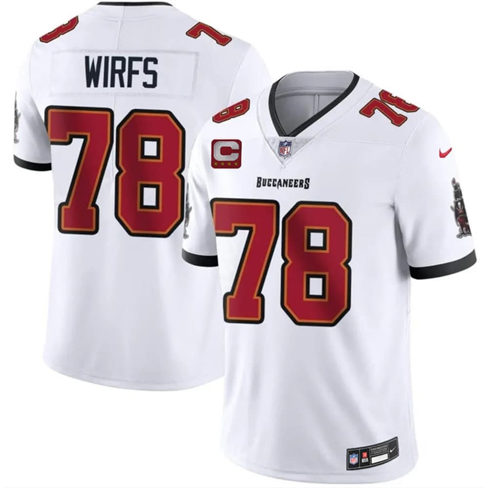 Men's Tampa Bay Buccaneers #78 Tristan Wirfs White 2026 With 4-Star C Patch Vapor Limited Jersey Men's Tampa Bay Buccaneers #78 Tristan Wirfs White 2026 With 4-Star C Patch Vapor Limited Jersey