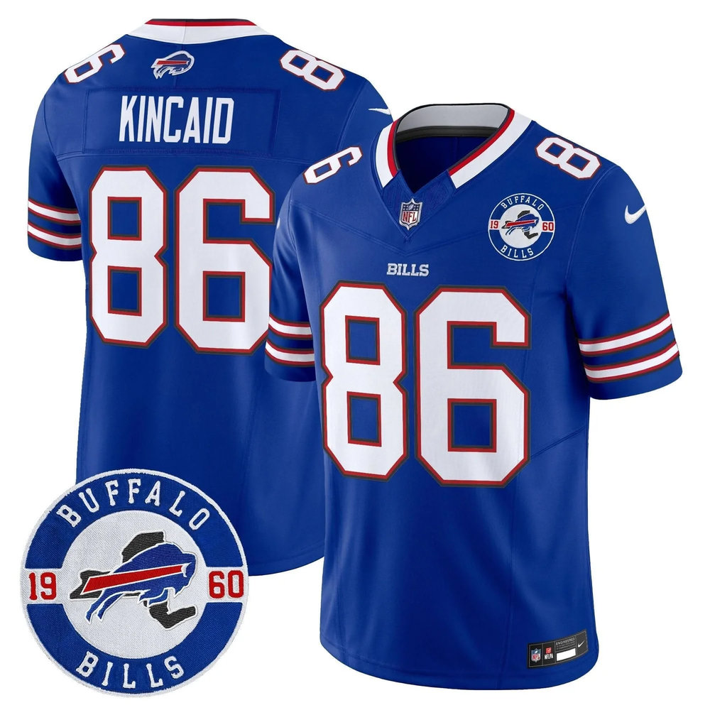 Youth Buffalo Bills #86 Dalton Kincaid Royal Est. 1960 Patch Vapor F.U.S.E. Limited Jersey