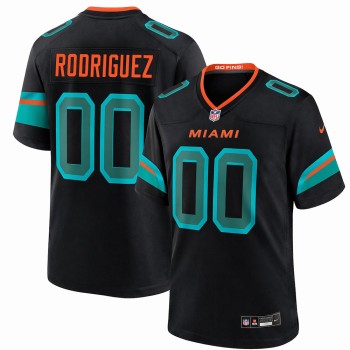 Men's Miami Dolphins Jacob Rodriguez Black 2026 NFL Draft Game Jersey Men's Miami Dolphins Jacob Rodriguez Black 2026 NFL Draft Game Jersey