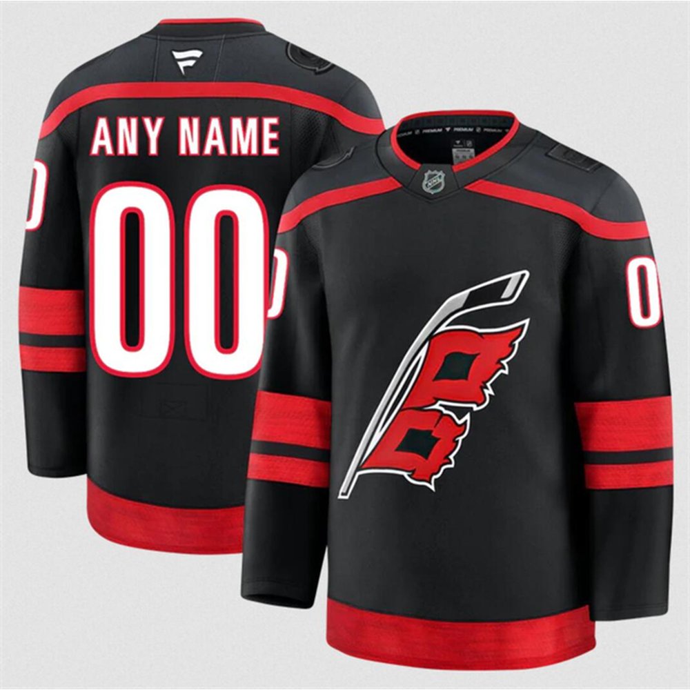 Youth Carolina Hurricanes Custom Black 2024-25 Home Stitched Hockey Jersey