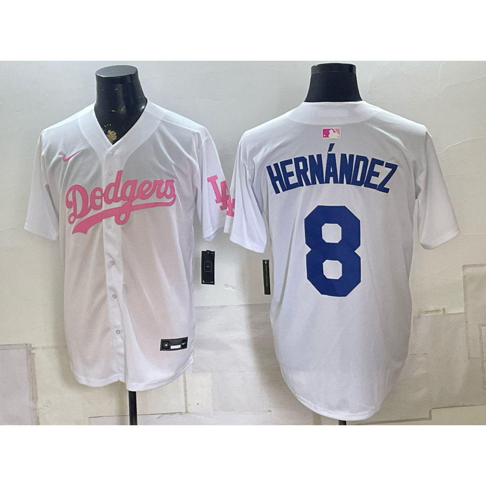 Men's Los Angeles Dodgers #8 Enrique Hernandez White Cool Base Stitched Baseball Jersey Men's Los Angeles Dodgers #8 Enrique Hernandez White Cool Base Stitched Baseball Jersey