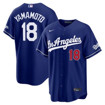 Men's Los Angeles Dodgers #18 Yoshinobu Yamamoto Nike Royal Alternate Stadium Jersey Men's Los Angeles Dodgers #18 Yoshinobu Yamamoto Nike Royal Alternate Stadium Jersey