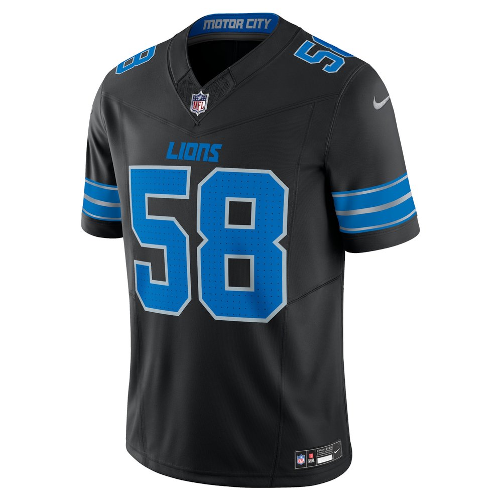 Men's Detroit Lions #58 Penei Sewell Black Vapor F.U.S.E. Alternate Limited Jersey