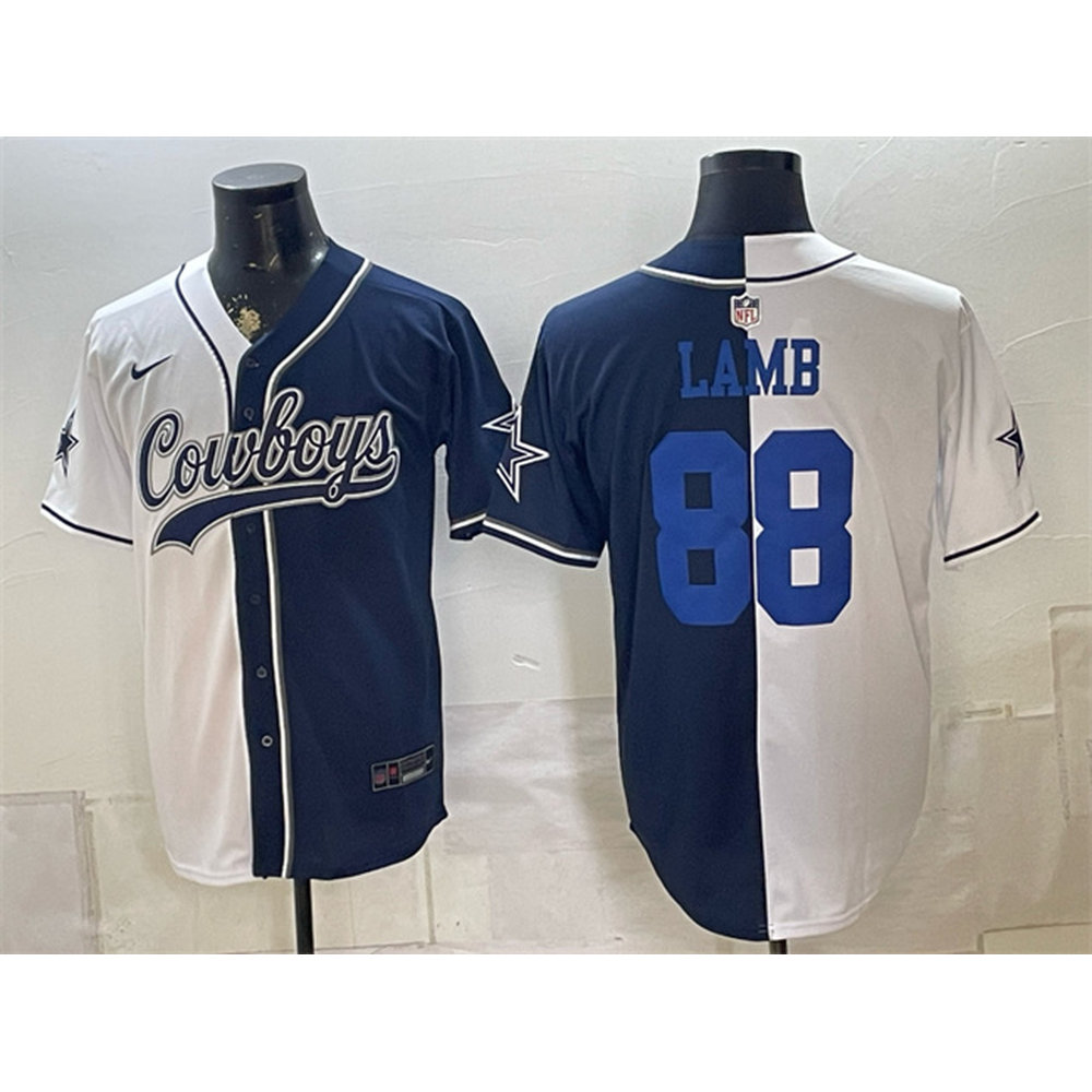 Men's Dallas Cowboys #88 CeeDee Lamb Navy Split Stitched Jersey Men's Dallas Cowboys #88 CeeDee Lamb Navy Split Stitched Jersey