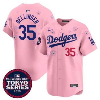 Youth Los Angeles Dodgers #35 Cody Bellinger Pink Tokyo 2025 Cool Base Stitched Baseball Jersey Youth Los Angeles Dodgers #35 Cody Bellinger Pink Tokyo 2025 Cool Base Stitched Baseball Jersey