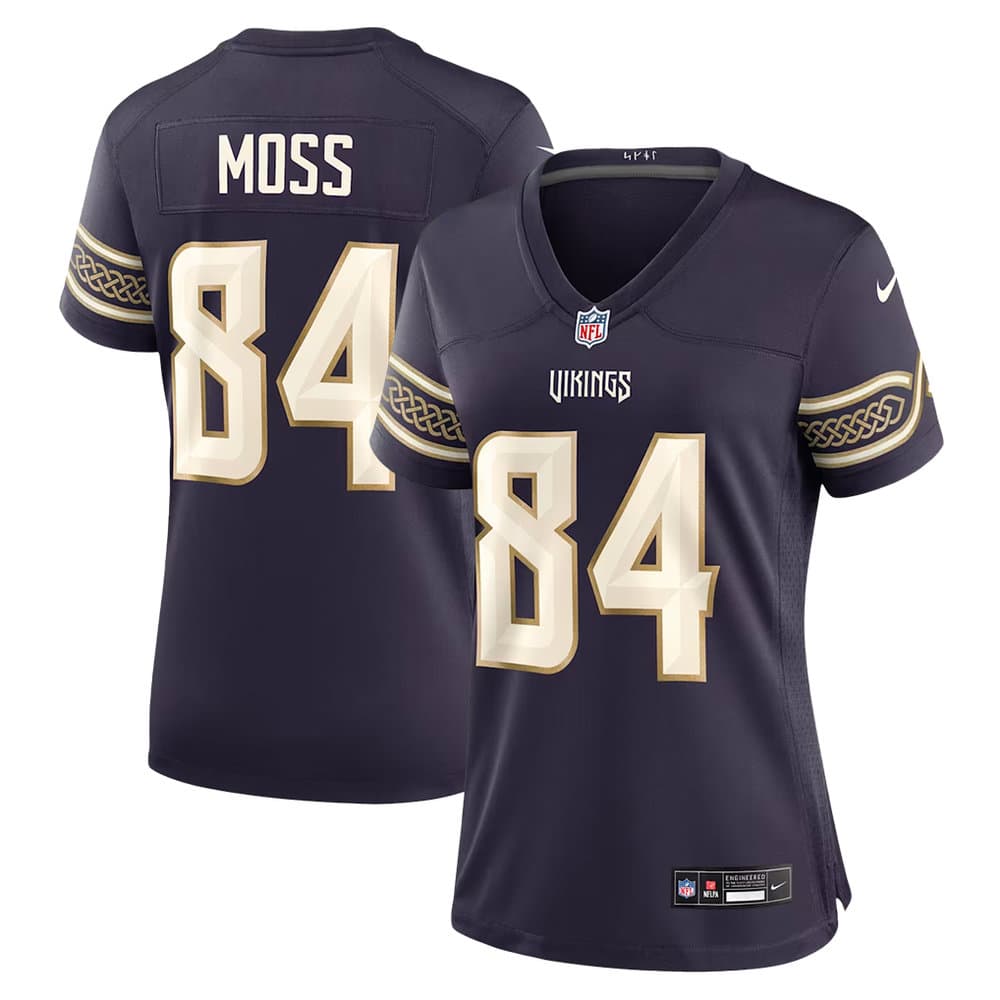 Women's Minnesota Vikings #84 Randy Moss Purple 2026 Rivalries Collection Game Jersey Women's Minnesota Vikings #84 Randy Moss Purple 2026 Rivalries Collection Game Jersey