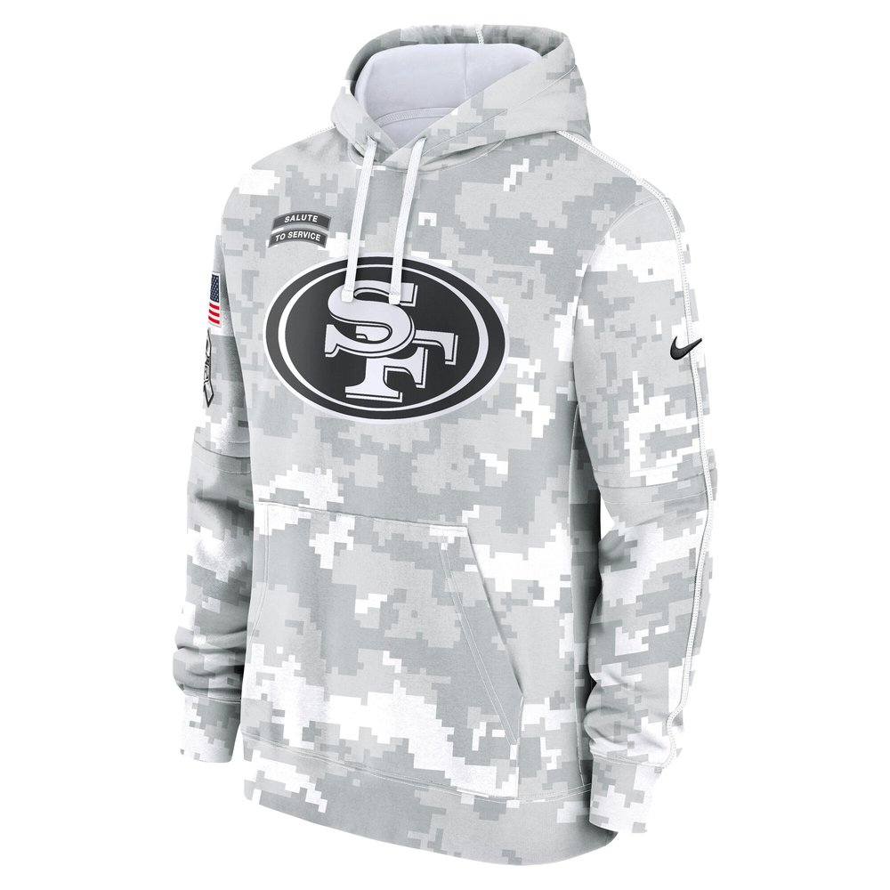 Men's San Francisco 49ers Arctic Camo 2024 Salute to Service Club Fleece Pullover Hoodie Men's San Francisco 49ers Arctic Camo 2024 Salute to Service Club Fleece Pullover Hoodie