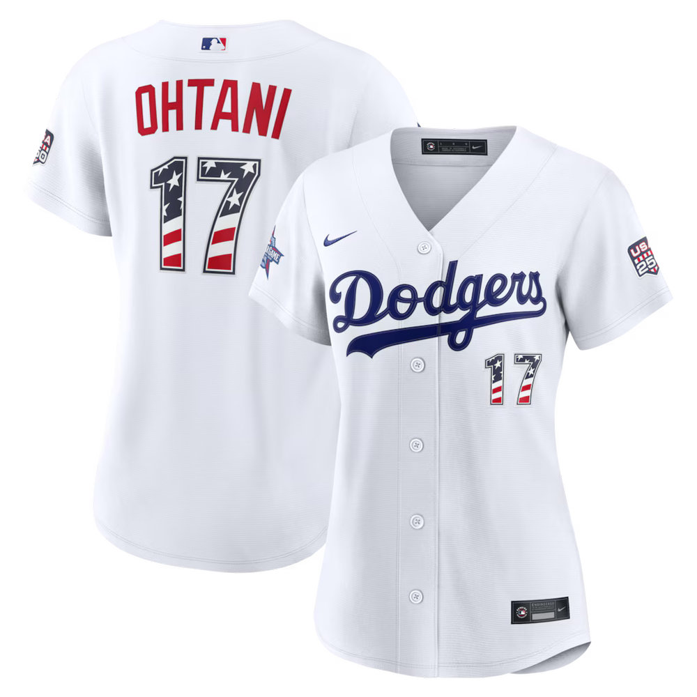 Women's Los Angeles Dodgers #17 Shohei Ohtani Nike White 2026 All-Star Edition Stars & Stripes Stadium Jersey Women's Los Angeles Dodgers #17 Shohei Ohtani Nike White 2026 All-Star Edition Stars & Stripes Stadium Jersey