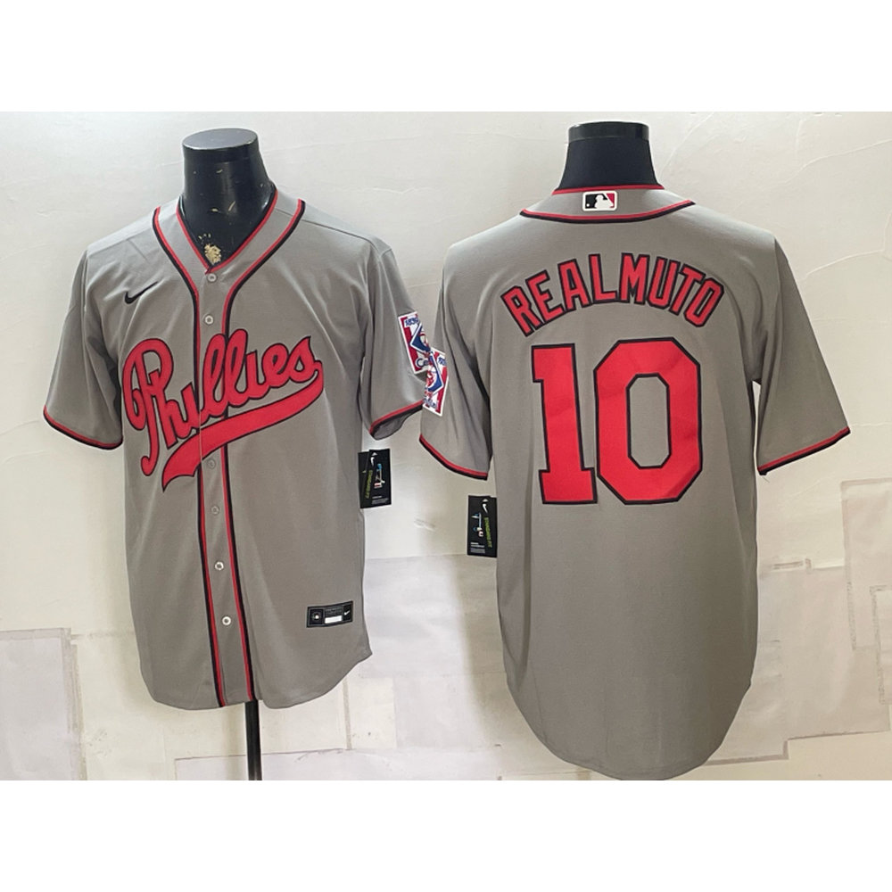 Youth Philadelphia Phillies #10 J.T. Realmuto Gray Cool Base Stitched Baseball Jersey