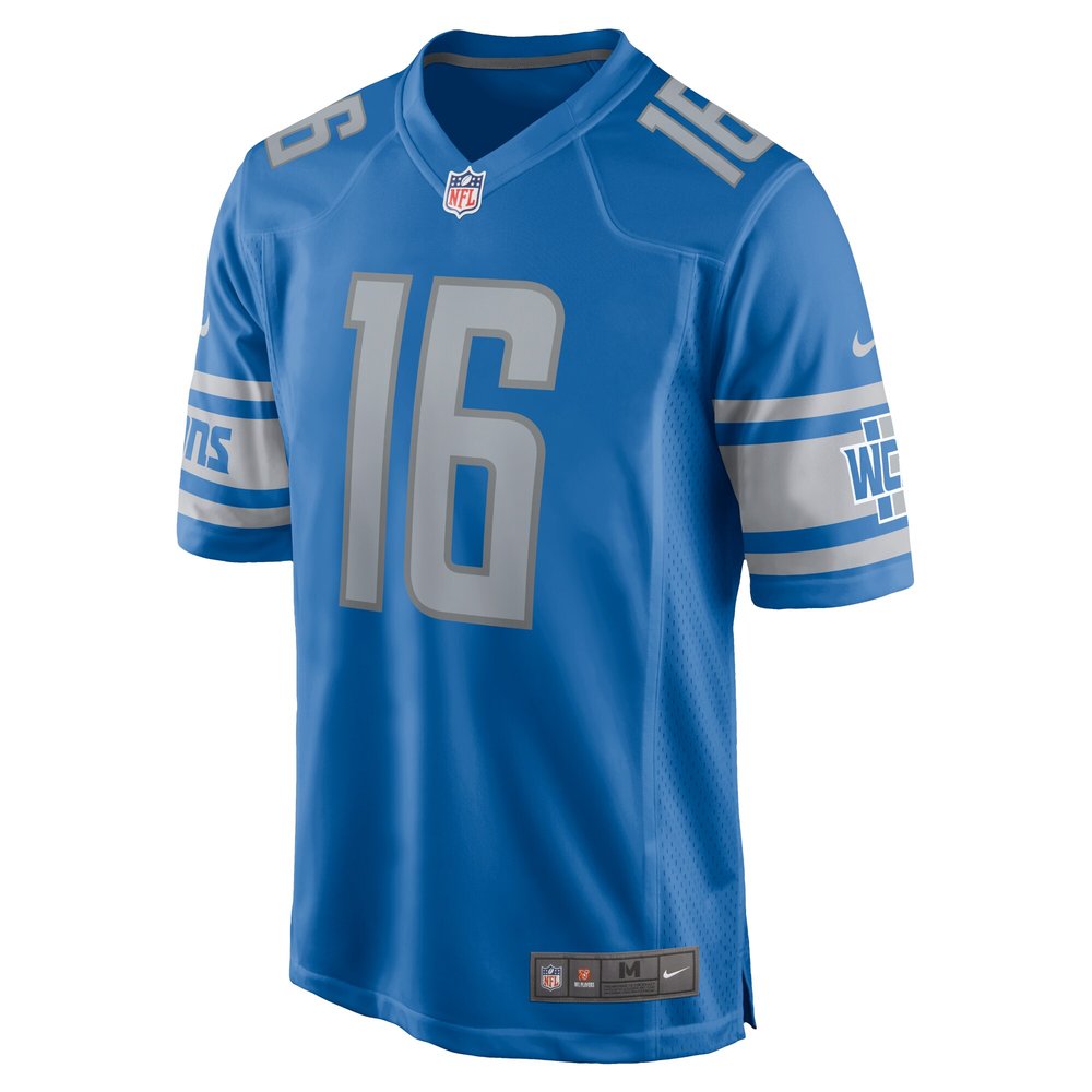 Men's Detroit Lions #16 Jared Goff Blue Player Game Jersey