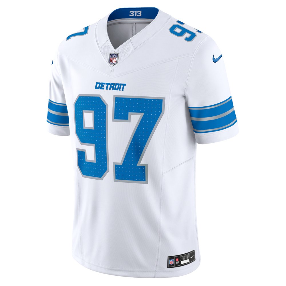 Men's Detroit Lions #97 Aidan Hutchinson White Vapor F.U.S.E. Limited Jersey Men's Detroit Lions #97 Aidan Hutchinson White Vapor F.U.S.E. Limited Jersey