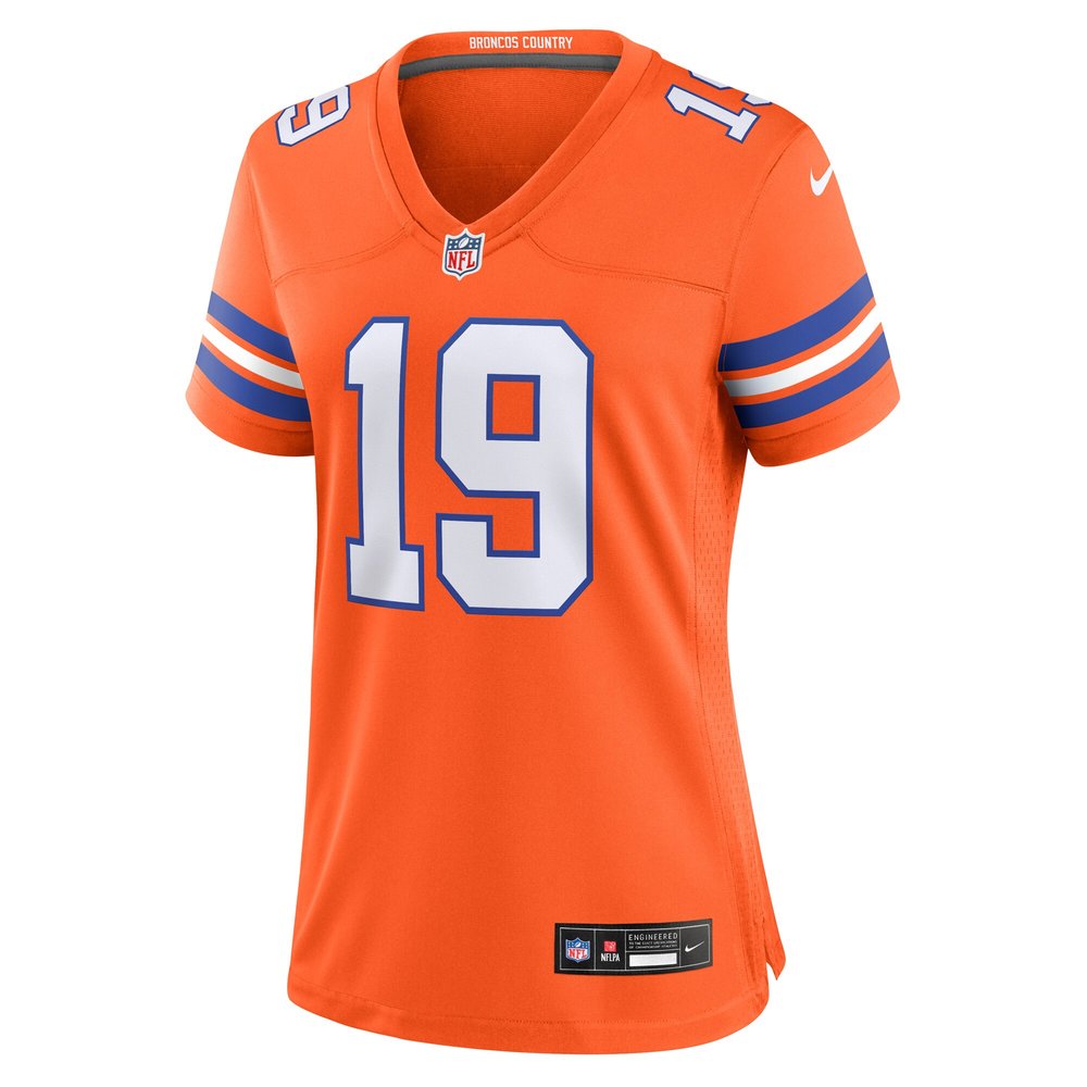 Women's Denver Broncos Marvin Mims Jr Orange Mile High Collection 1977 Throwback Player Game Jersey