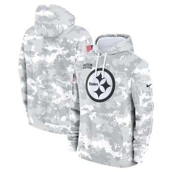 Youth Pittsburgh Steelers White/Gray 2024 Salute To Service Pullover Hoodie Youth Pittsburgh Steelers White/Gray 2024 Salute To Service Pullover Hoodie