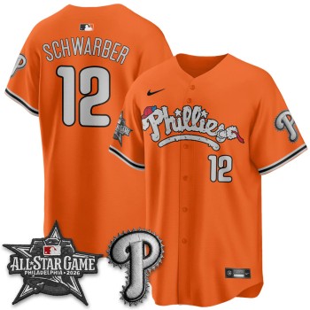 Men's Philadelphia Phillies #12 Kyle Schwarber Orange 2026 MLB All-Star Jersey Men's Philadelphia Phillies #12 Kyle Schwarber Orange 2026 MLB All-Star Jersey