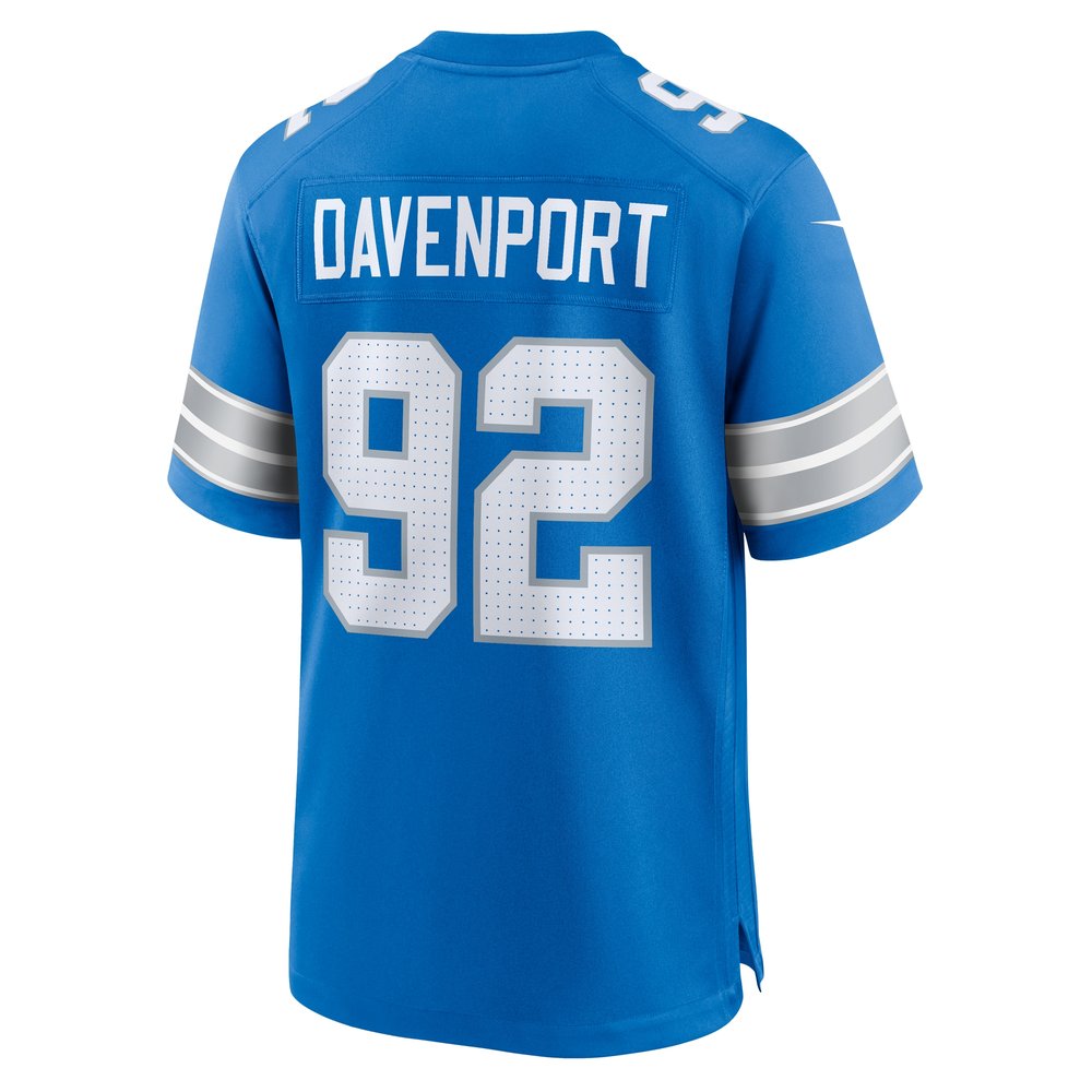 Men's Detroit Lions Marcus Davenport  Blue Team Game Jersey