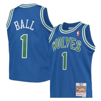 Men's Minnesota Timberwolves #1 LaMelo Ball 2026 Blue Throwback Swingman Jersey
