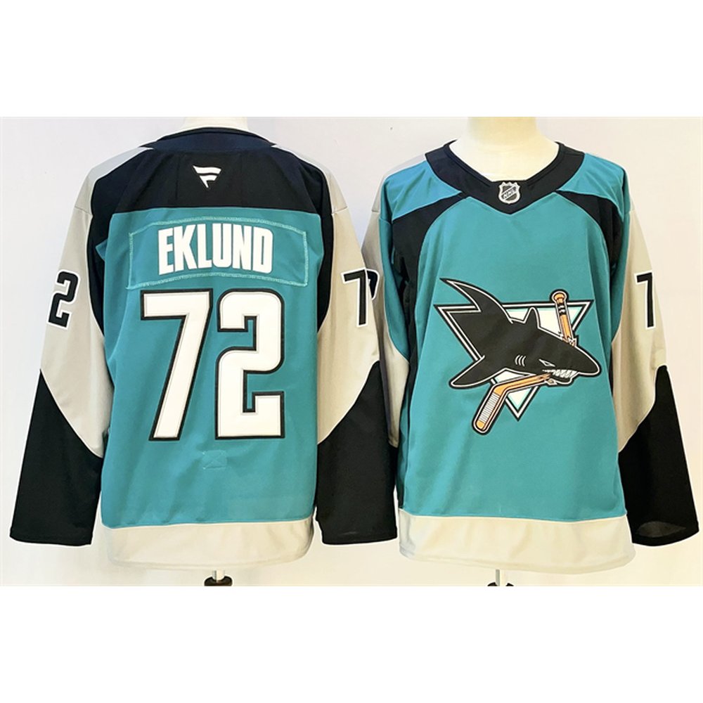 Men's San Jose Sharks #72 William Eklund Teal 2025 Alternate Stitched Hockey Premium Jersey