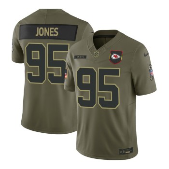 Men's Kansas City Chiefs #95 Chris Jones Nike Olive 2025 Salute to Service Retired Limited Jersey