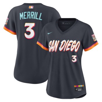 Women's San Diego Padres #3 Jackson Merrill Nike Obsidian 2026 City Connect Stadium Jersey Women's San Diego Padres #3 Jackson Merrill Nike Obsidian 2026 City Connect Stadium Jersey