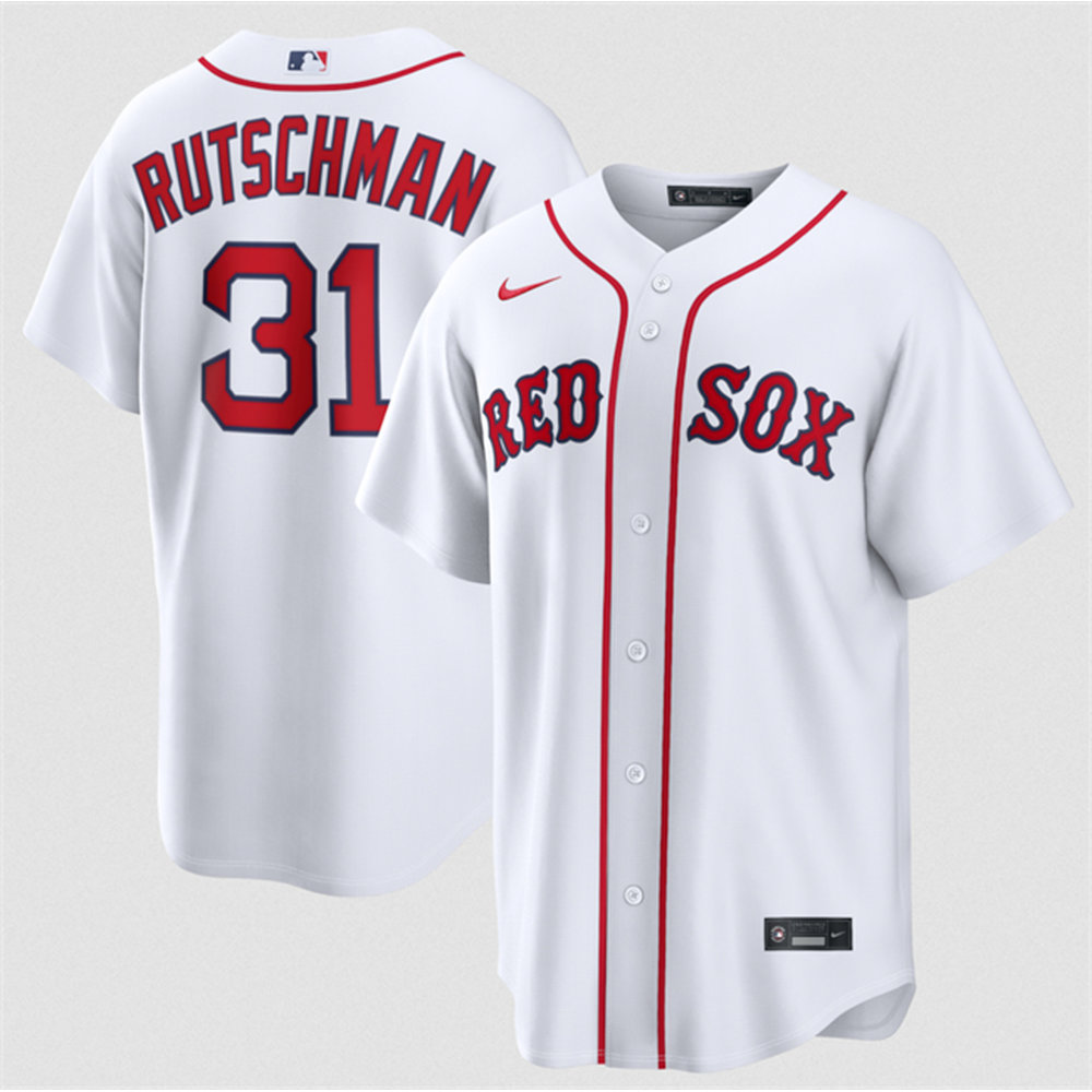 Men's Boston Red Sox #31 Adley Rutschman White Cool Base Baseball Jersey Men's Boston Red Sox #31 Adley Rutschman White Cool Base Baseball Jersey