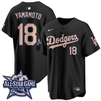 Men's Los Angeles Dodgers #18 Yoshinobu Yamamoto Black 2026 MLB All-Star Jersey Men's Los Angeles Dodgers #18 Yoshinobu Yamamoto Black 2026 MLB All-Star Jersey