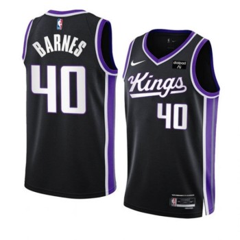 Men's Sacramento Kings #40 Harrison Barnes Black 2023/24 Icon Edition Swingman Stitched Basketball Jersey Men's Sacramento Kings #40 Harrison Barnes Black 2023/24 Icon Edition Swingman Stitched Basketball Jersey