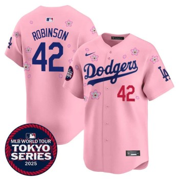 Youth Los Angeles Dodgers #42 Jackie Robinson Pink Tokyo 2025 Cool Base Stitched Baseball Jersey Youth Los Angeles Dodgers #42 Jackie Robinson Pink Tokyo 2025 Cool Base Stitched Baseball Jersey