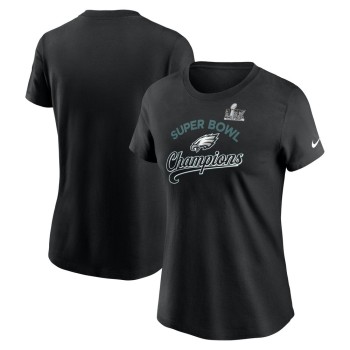 Women's Philadelphia Eagles  Black Super Bowl LIX Champions Tailsweep T-Shirt Women's Philadelphia Eagles  Black Super Bowl LIX Champions Tailsweep T-Shirt