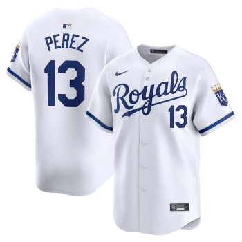 Men's Kansas City Royals #13 Salvador Perez Nike White Home Limited Player Jersey Men's Kansas City Royals #13 Salvador Perez Nike White Home Limited Player Jersey