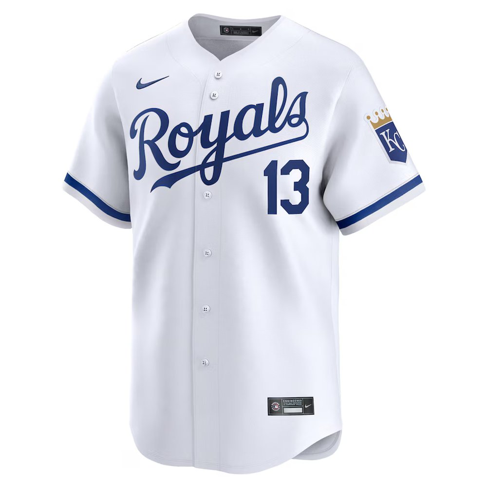 Men's Kansas City Royals #13 Salvador Perez Nike White Home Limited Player Jersey Men's Kansas City Royals #13 Salvador Perez Nike White Home Limited Player Jersey