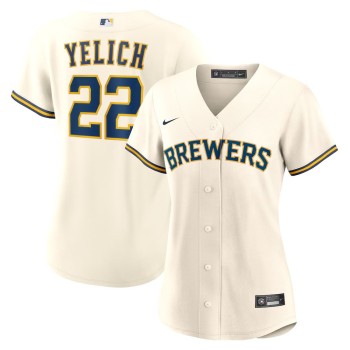 Women's Milwaukee Brewers #22 Christian Yelich Nike Cream Home Replica Player Jersey Women's Milwaukee Brewers #22 Christian Yelich Nike Cream Home Replica Player Jersey